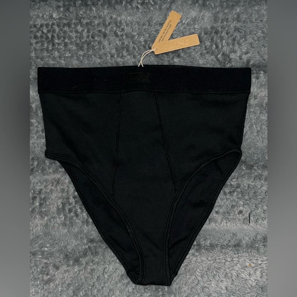 SKIMS High Waisted Ribbed Brief - Soot